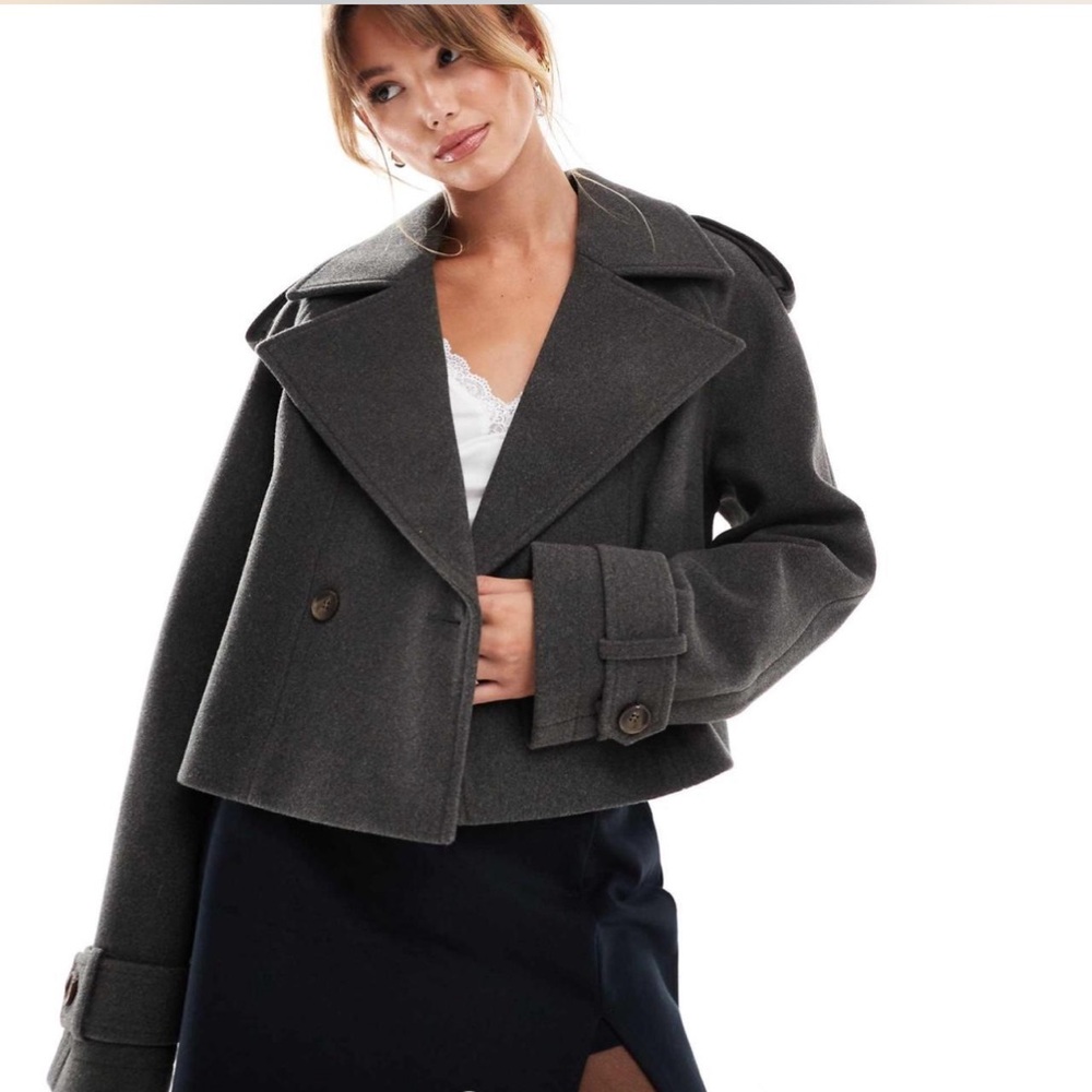 ASOS design Chic Charcoal Pea Coat for Women